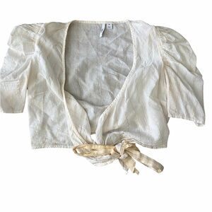 Bar III Cream Tie-Front Blouse